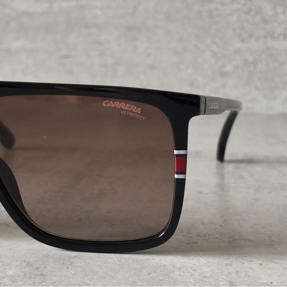 Carrera Vizon/S Black Brown Gradient Shield Sunglasses 145 UV Protect w/ Case